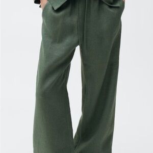 Stylish Green linen Wide-Leg Pants